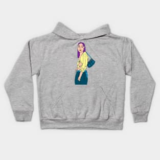 Fashionable Woman with Cool Pose Kids Hoodie